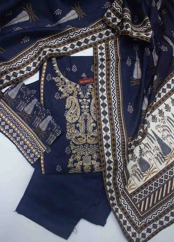 Bin Saeed Fabric - WKE-011- 3 Piece Khaddar Emboidered Stitched Suit