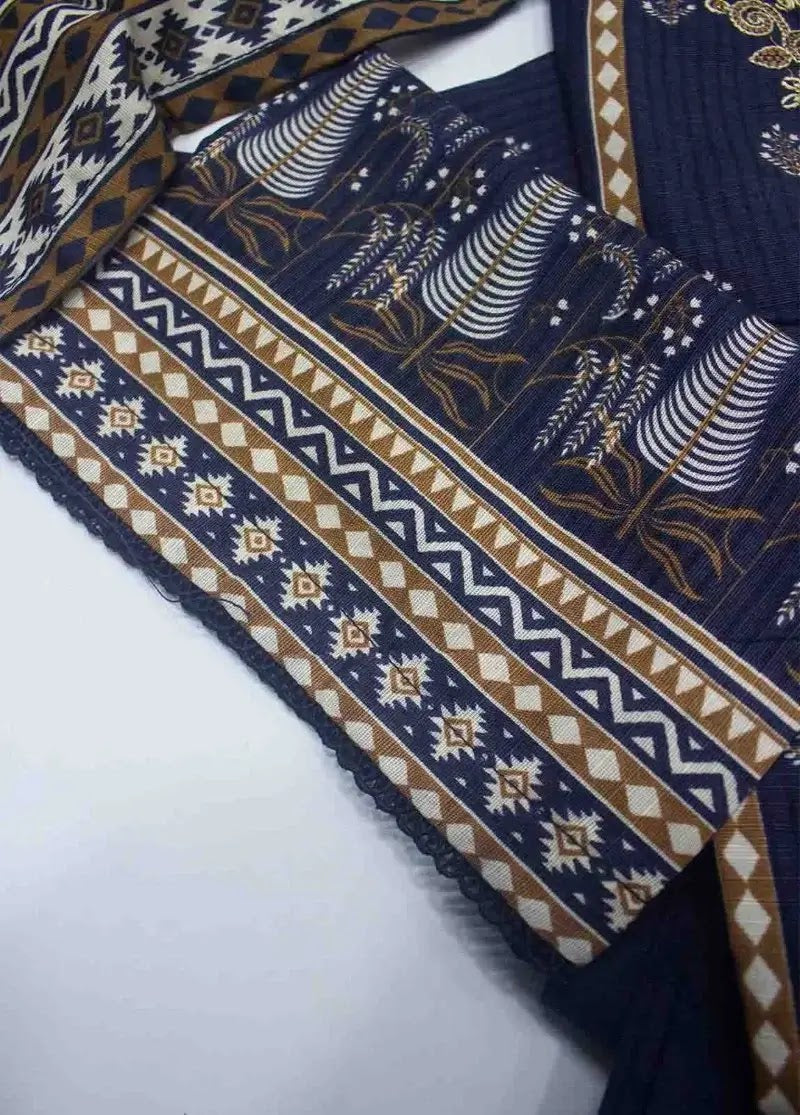 Bin Saeed Fabric - WKE-011- 3 Piece Khaddar Emboidered Stitched Suit