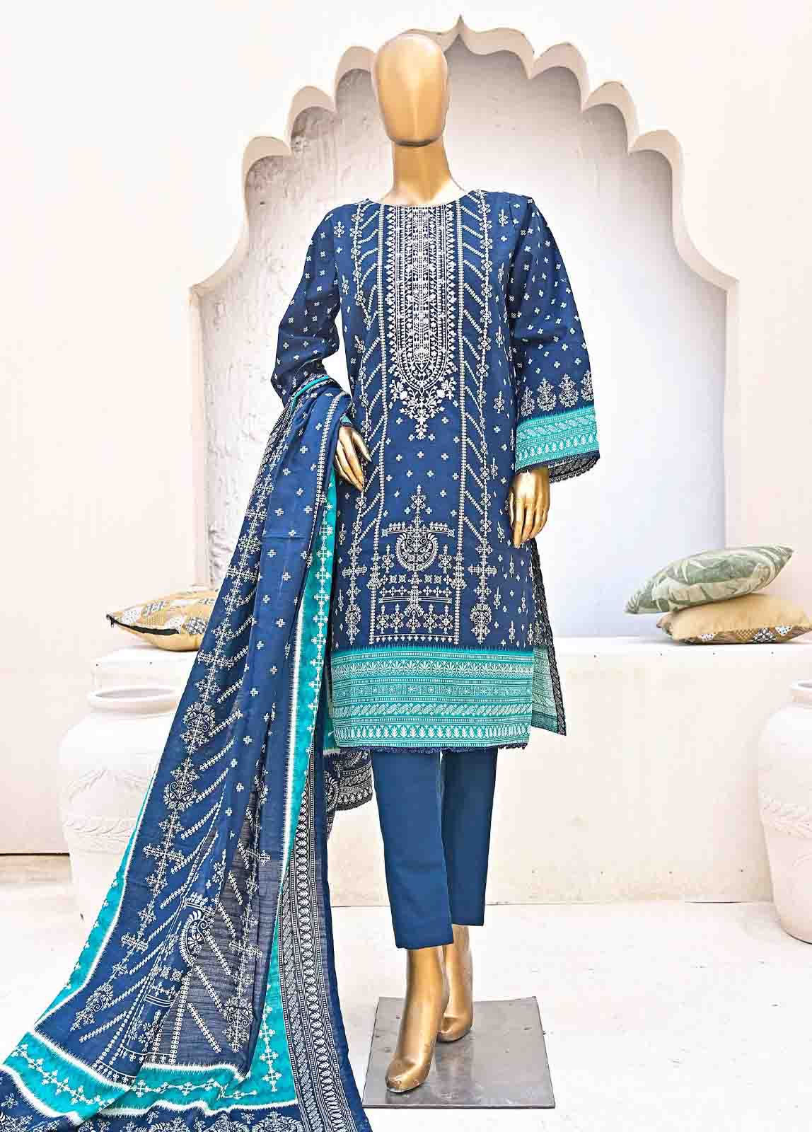 Bin Saeed Fabric - WKE-0112-3 Piece Khaddar Embroidered collection