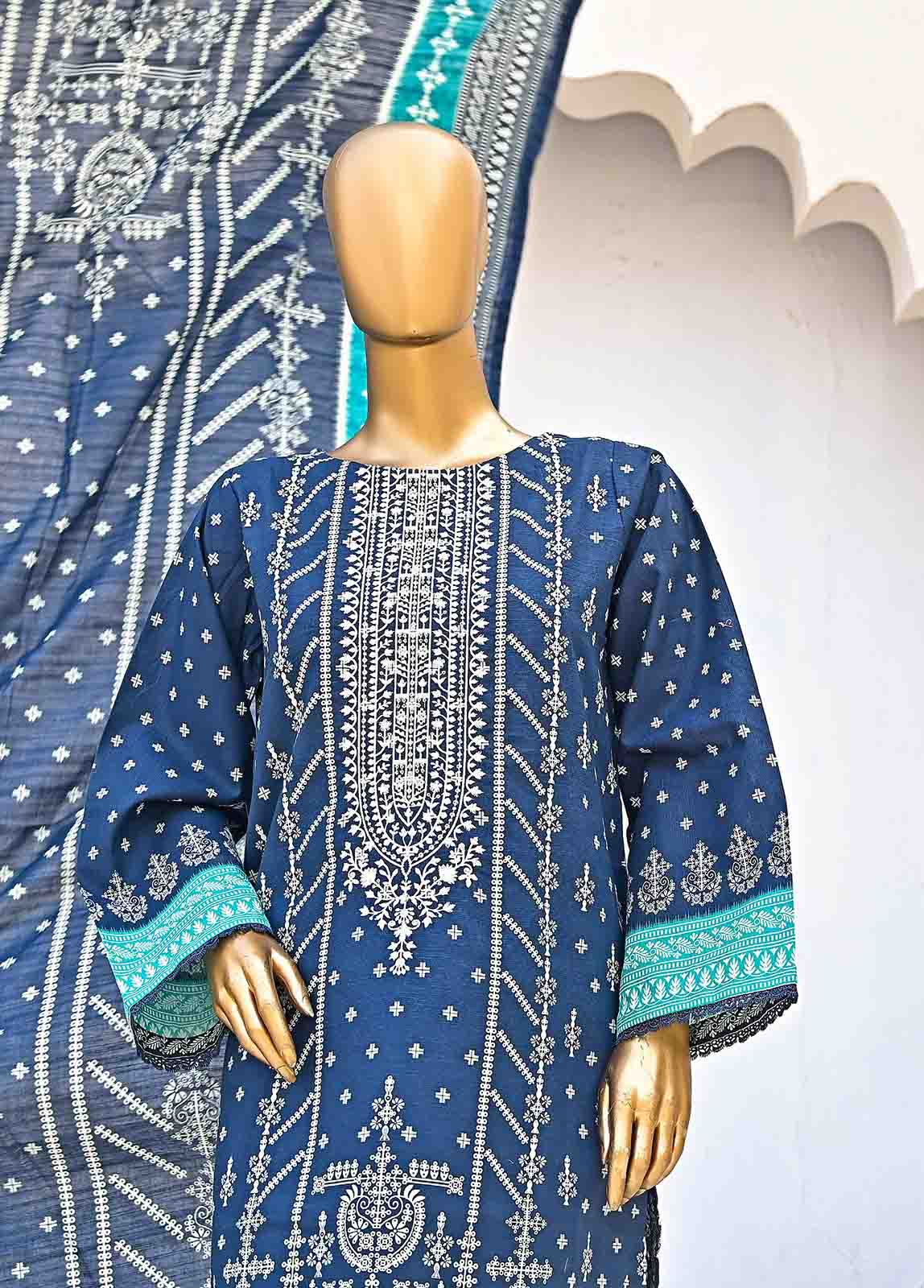 Bin Saeed Fabric - WKE-0112-3 Piece Khaddar Embroidered collection