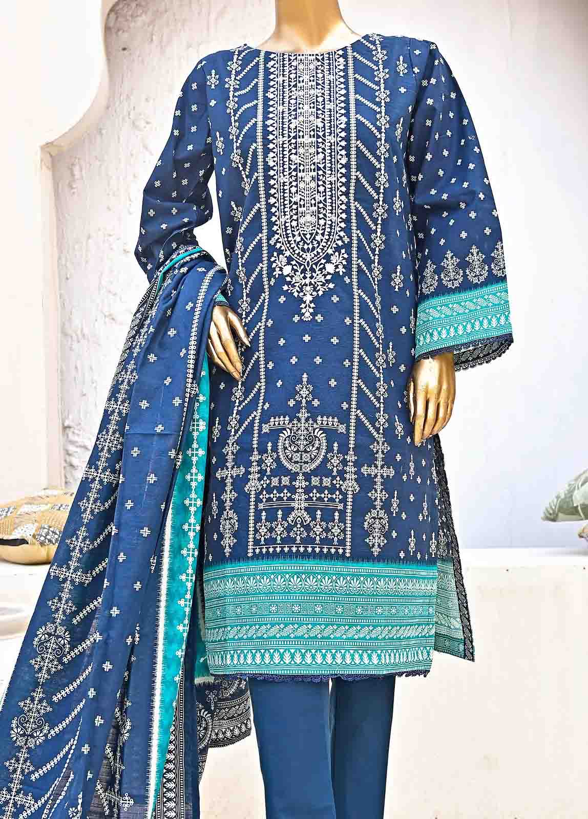 Bin Saeed Fabric - WKE-0112-3 Piece Khaddar Embroidered collection