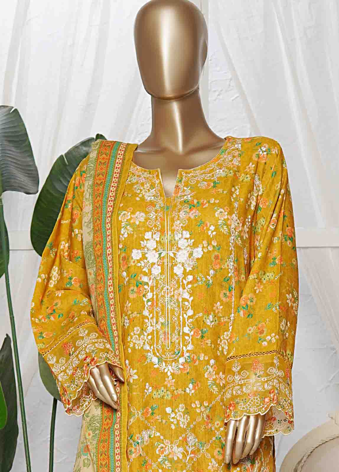 Bin Saeed Fabric - WKE-0115- 3 Piece Khaddar Emboidered Stitched Suit