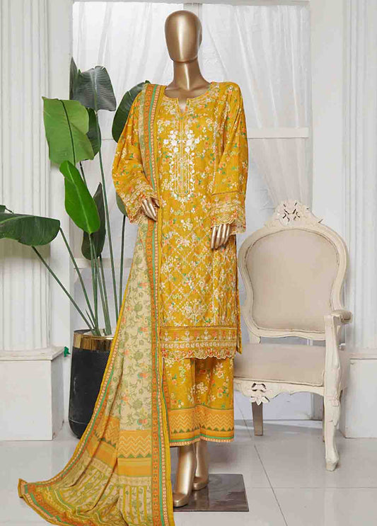 WKE-0115- 3 Piece Khaddar Emboidered Stitched Suit