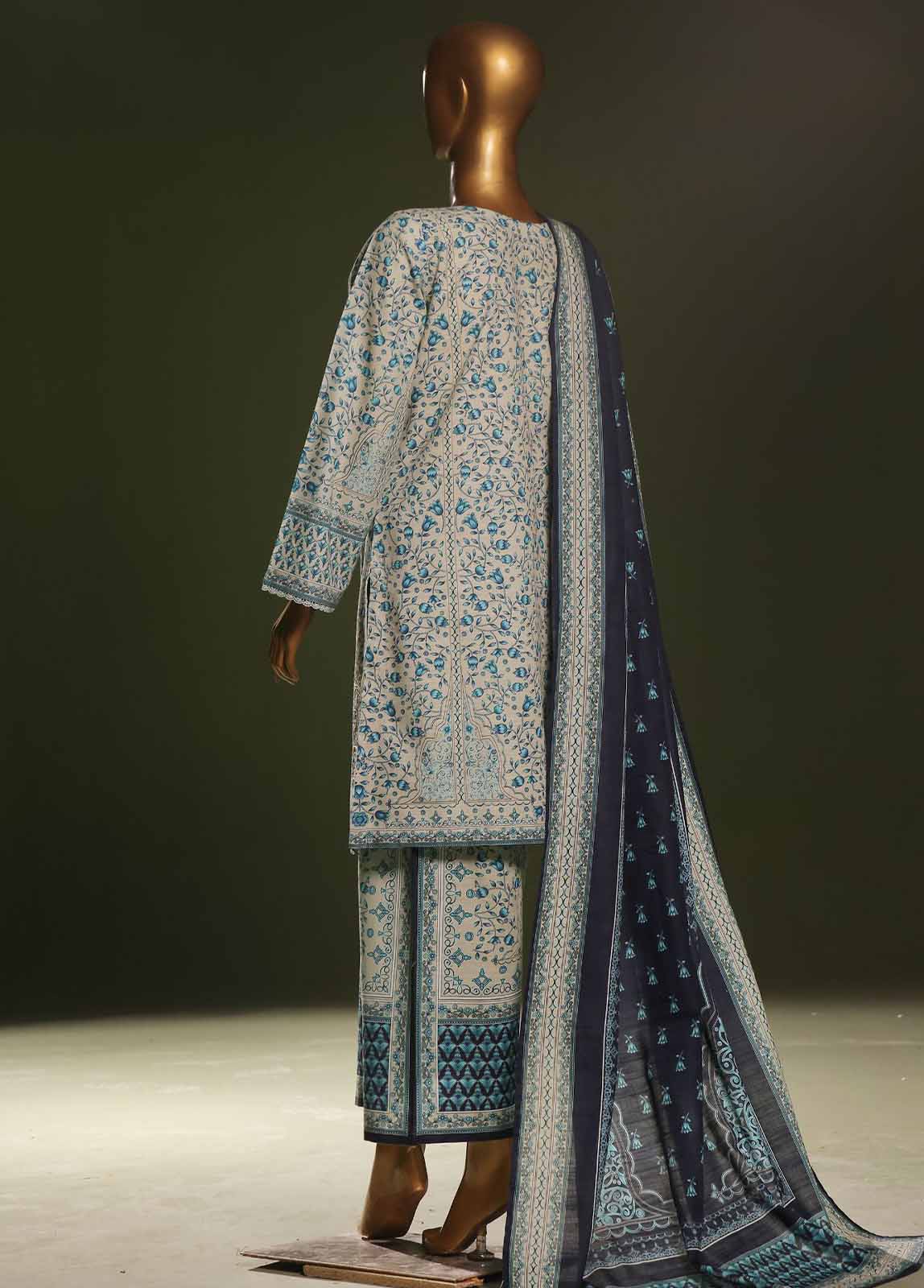 Bin Saeed Fabric - WKE-0117 S-3 Piece Khaddar Embroidered Stitched Suit