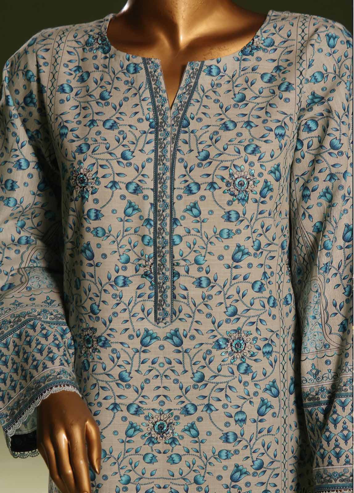 Bin Saeed Fabric - WKE-0117 S-3 Piece Khaddar Embroidered Stitched Suit