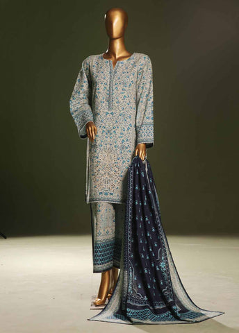Bin Saeed Fabric - WKE-0117 S-3 Piece Khaddar Embroidered Stitched Suit
