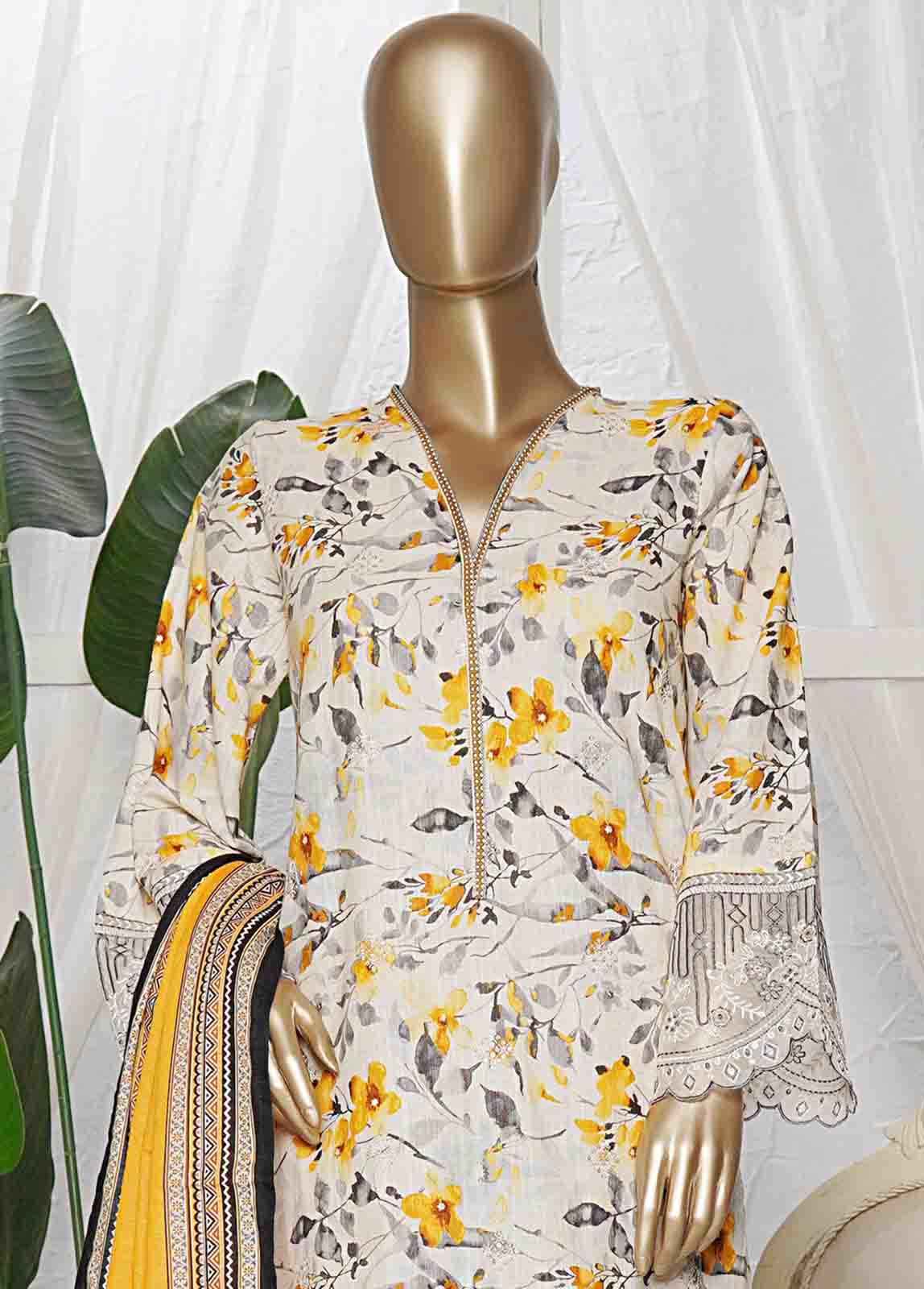 Bin Saeed Fabric - WKE-0118- 3 Piece Khaddar Emboidered Stitched Suit