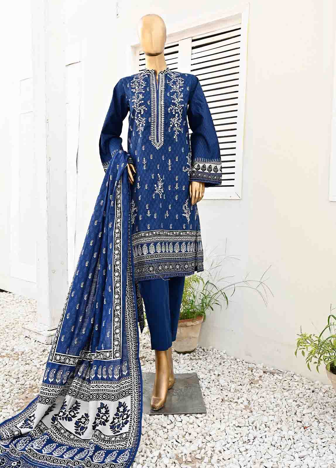 Bin Saeed Fabric - WKE-012-3 Piece Khaddar Embroidered collection