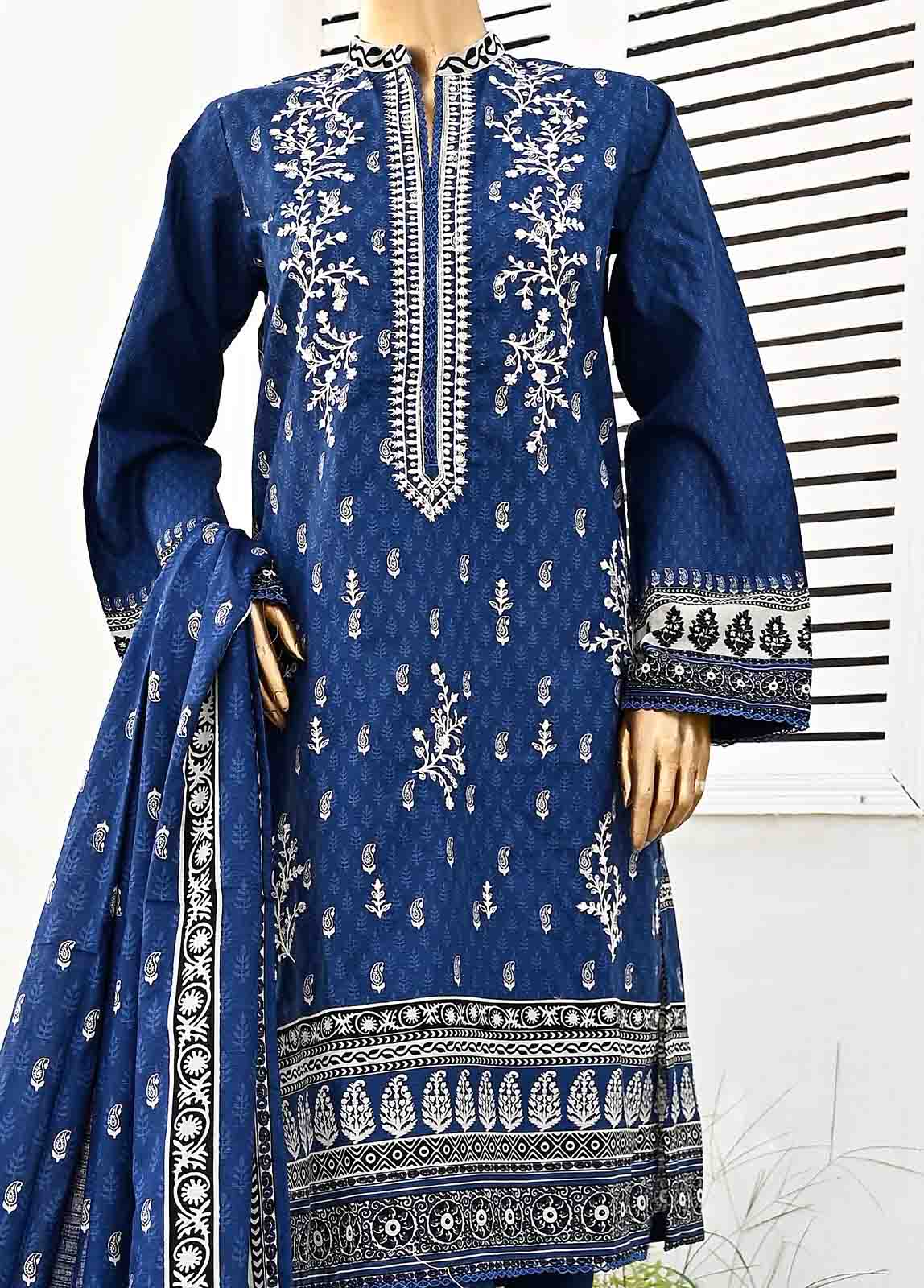 Bin Saeed Fabric - WKE-012-3 Piece Khaddar Embroidered collection