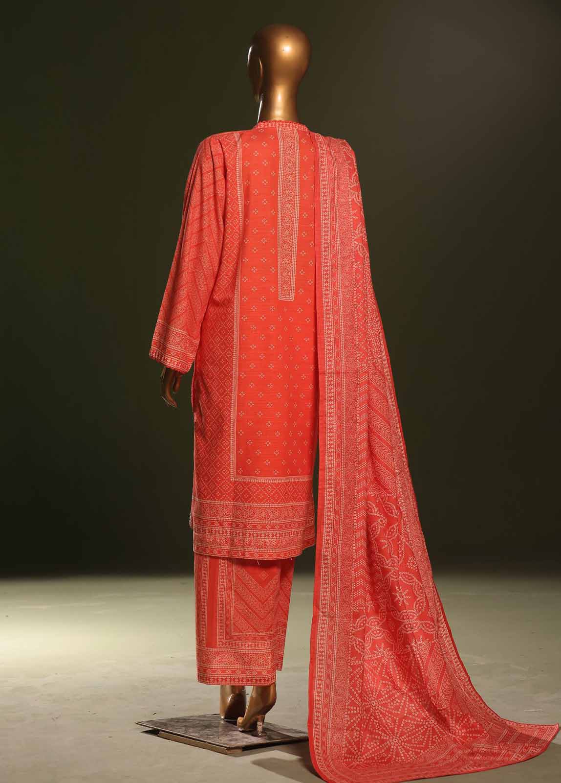 Bin Saeed Fabric - WKE-0122 S-3 Piece Khaddar Embroidered Stitched Suit