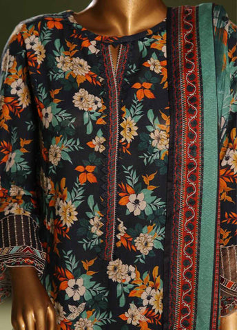 WKE-0124 B-3 Piece Khaddar Embroidered Suit