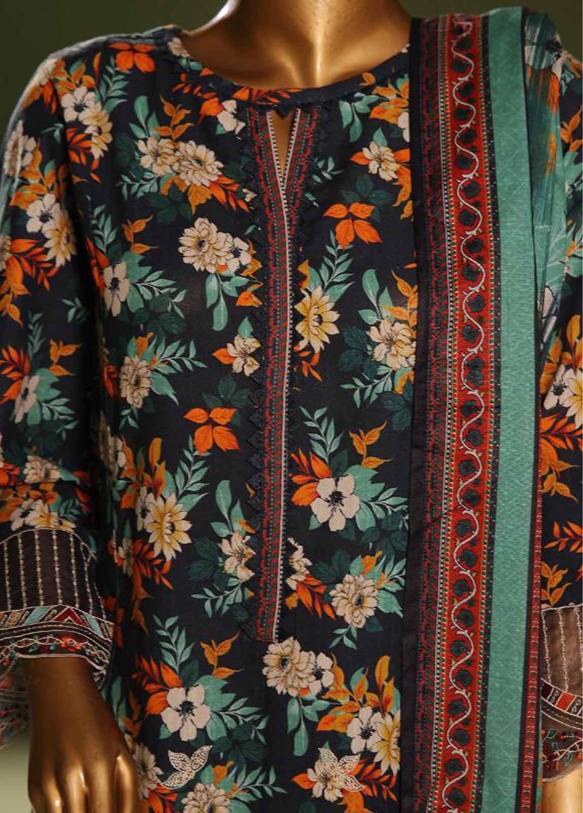 Bin Saeed Fabric - WKE-0124 B-3 Piece Khaddar Embroidered Suit