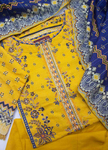 Bin Saeed Fabric - WKE-0126-3 Piece Khaddar Embroidered Suit