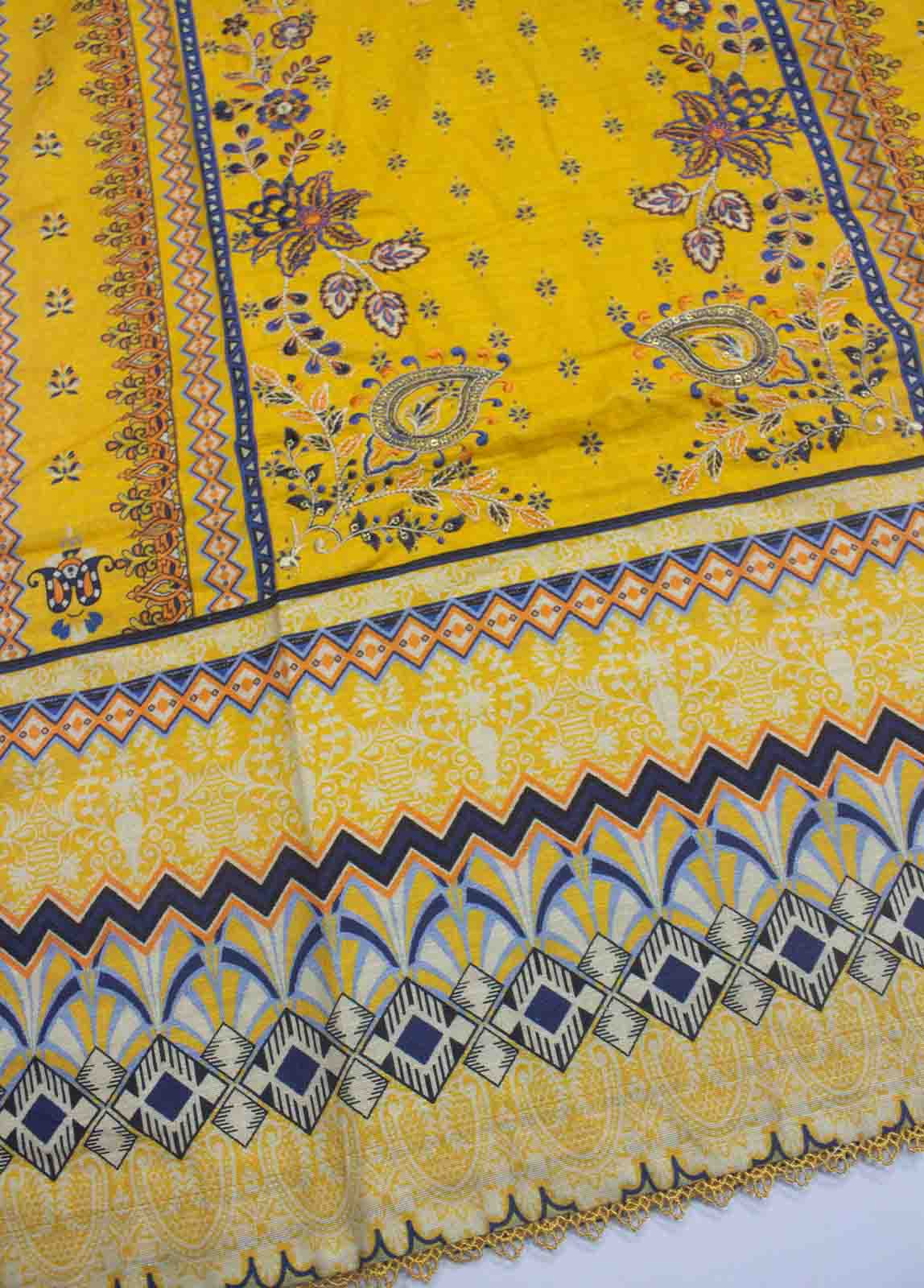 Bin Saeed Fabric - WKE-0126-3 Piece Khaddar Embroidered Suit