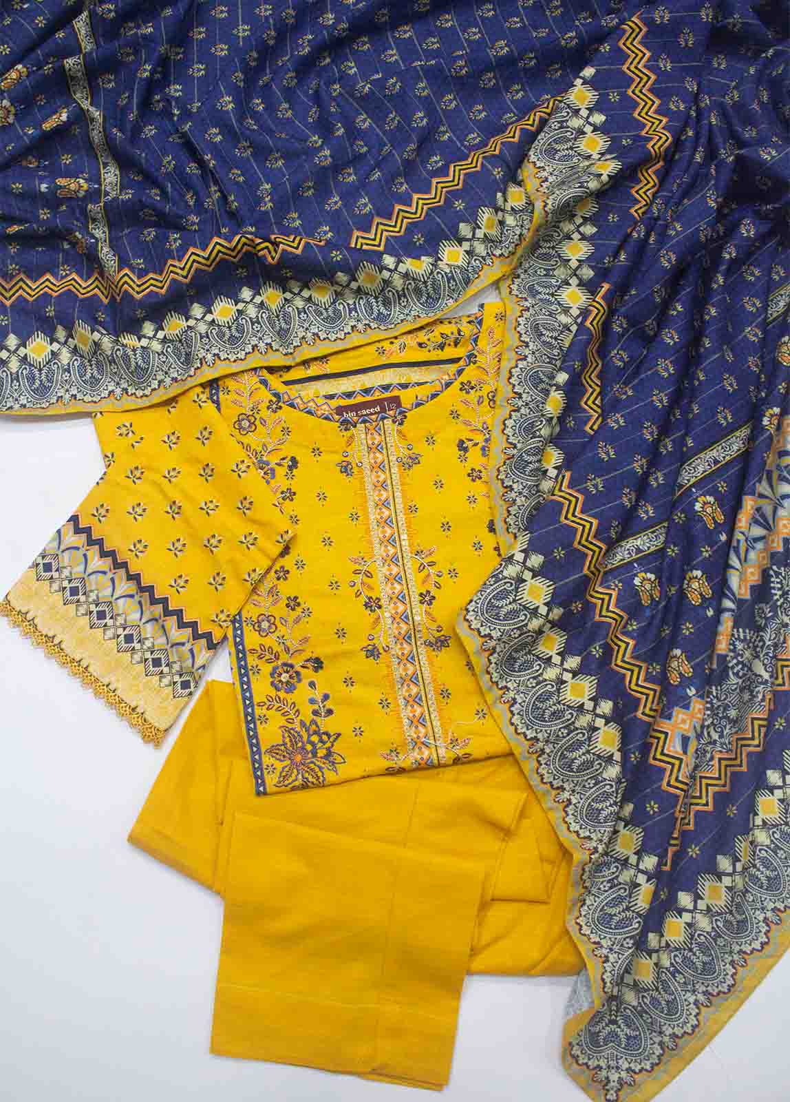 Bin Saeed Fabric - WKE-0126-3 Piece Khaddar Embroidered Suit