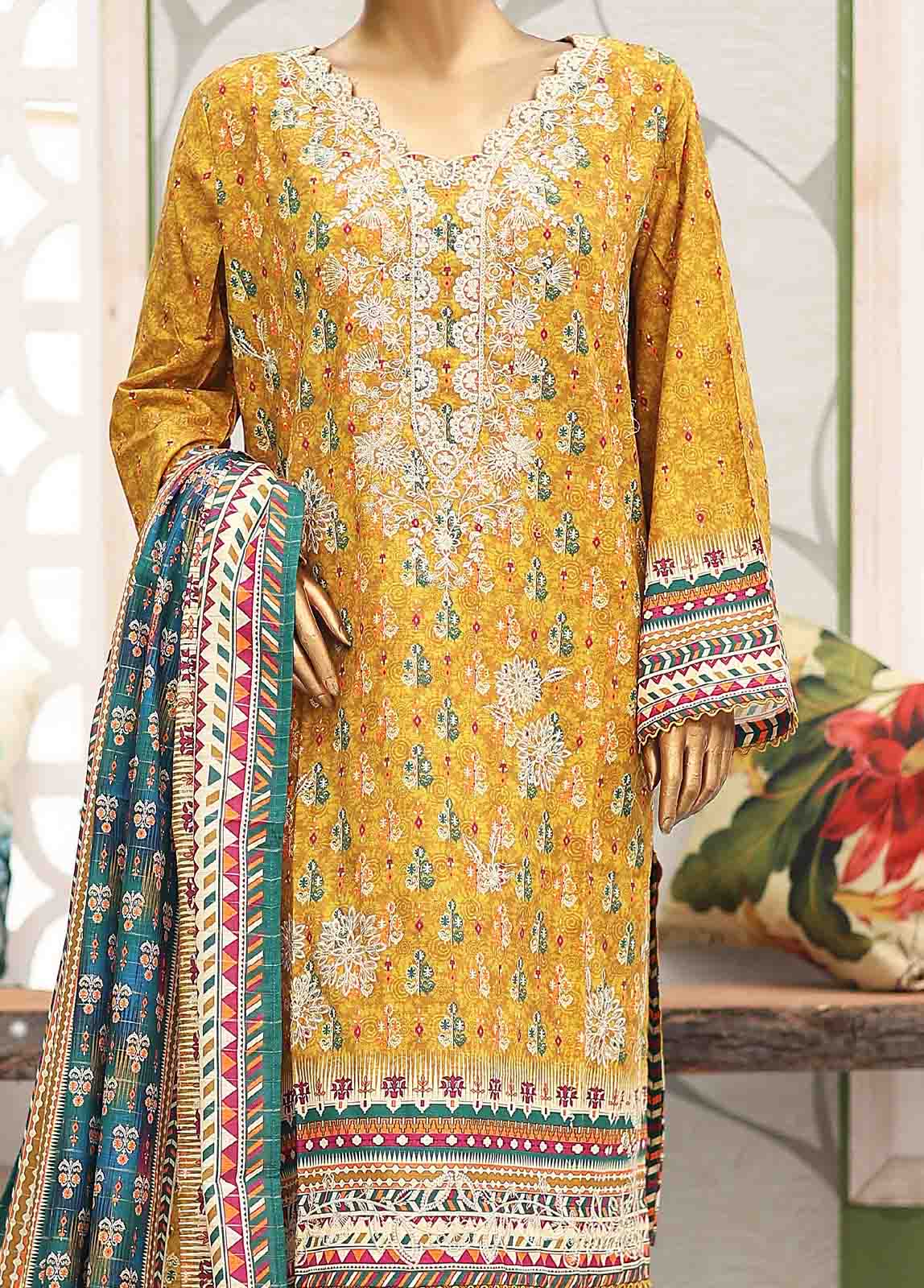 Bin Saeed Fabric - WKE-0127-3 Piece Khaddar Embroidered Suit