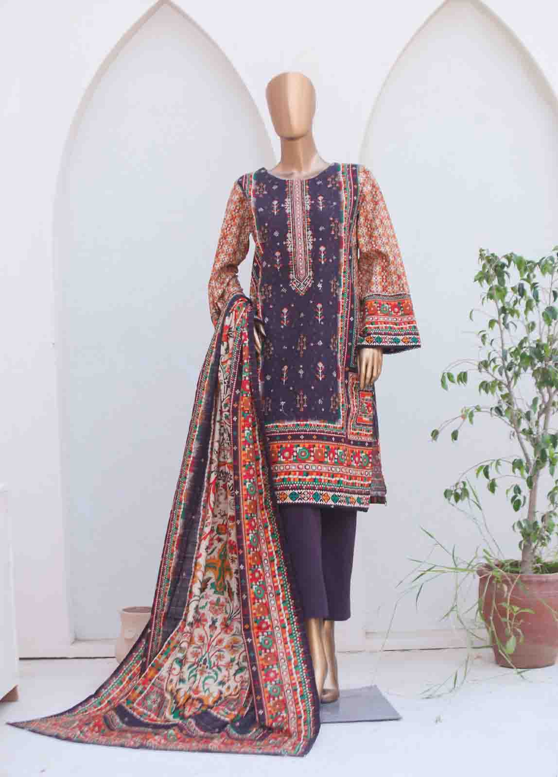 WKE-0129-3 Piece Khaddar Embroidered collection