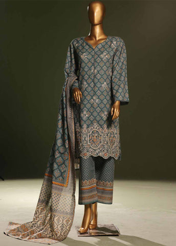 Bin Saeed Fabric - WKE-0130 S-3 Piece Khaddar Embroidered Stitched Suit