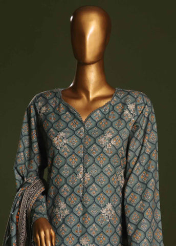 Bin Saeed Fabric - WKE-0130 S-3 Piece Khaddar Embroidered Stitched Suit