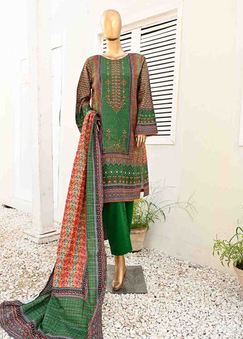 Bin Saeed Fabric - WKE-0131-3 Piece Khaddar Embroidered collection