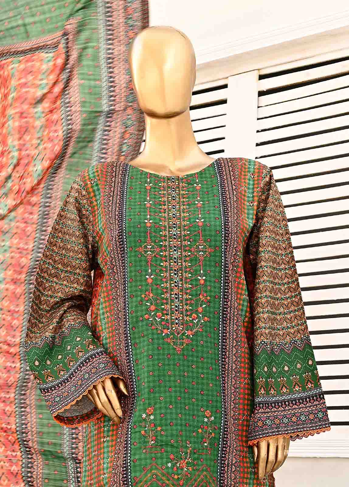 Bin Saeed Fabric - WKE-0131-3 Piece Khaddar Embroidered collection