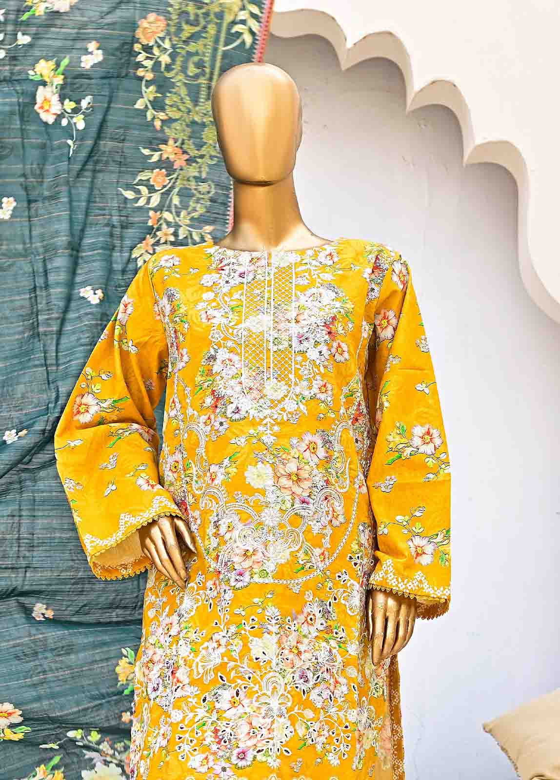 Bin Saeed Fabric - WKE-0134- 3 Piece Khaddar Emboidered Stitched Suit