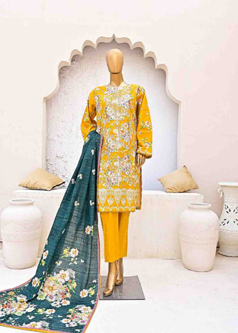 Bin Saeed Fabric - WKE-0134- 3 Piece Khaddar Emboidered Stitched Suit