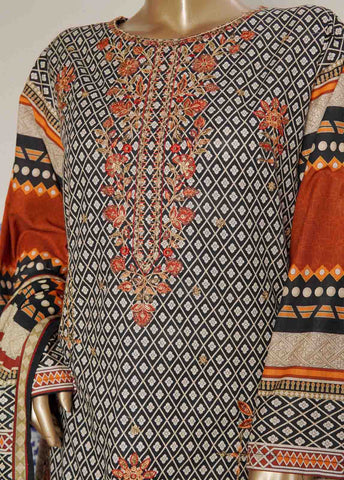 Bin Saeed Fabric - WKE-0134 B-3 Piece Khaddar Embroidered Stitched Suit