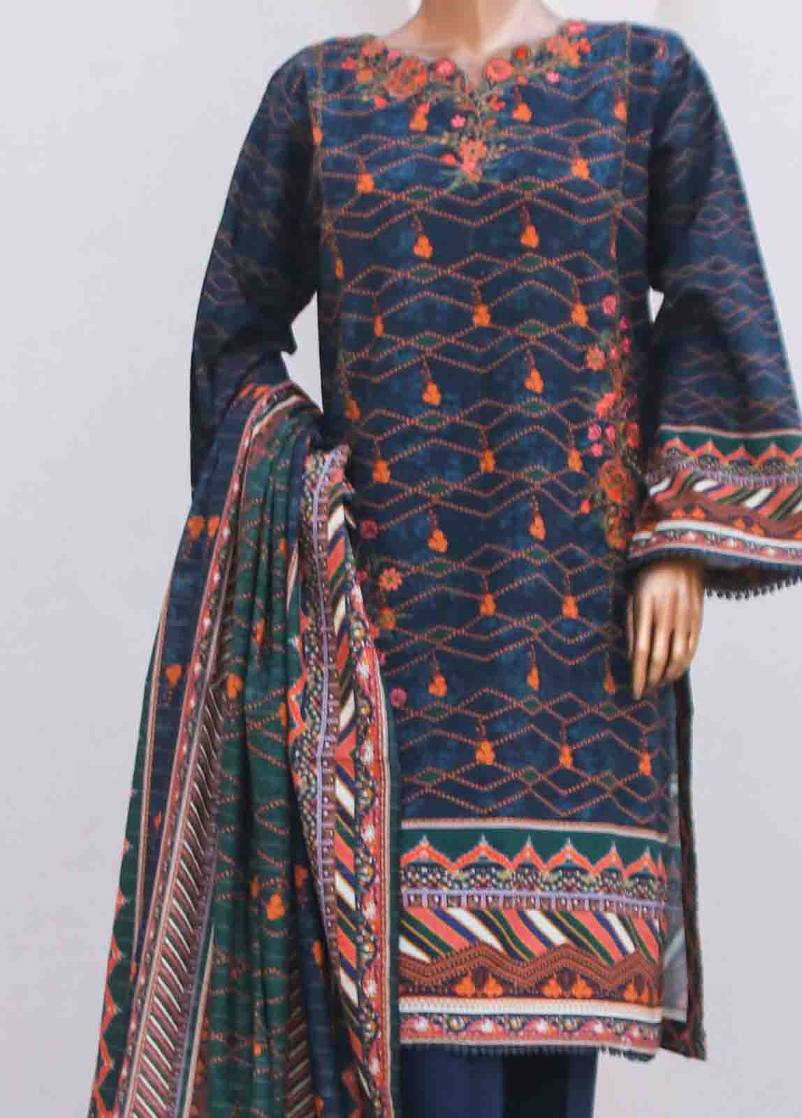 Bin Saeed Fabric - WKE-0138-3 Piece Khaddar Embroidered collection