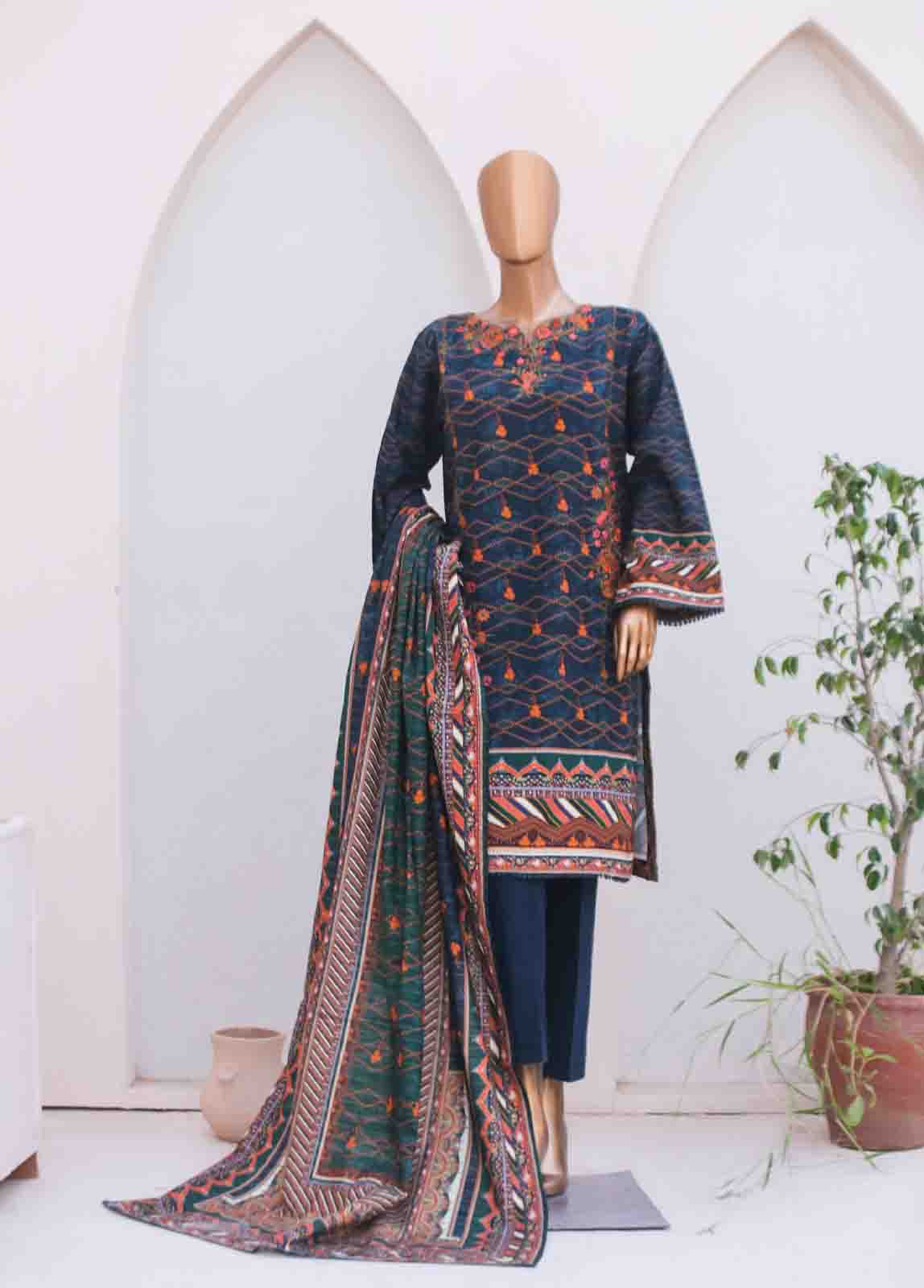 WKE-0138-3 Piece Khaddar Embroidered collection