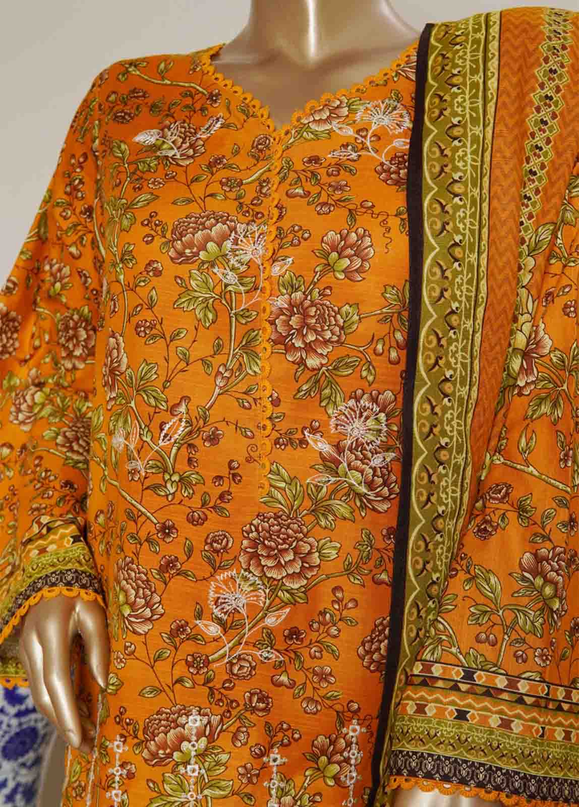 Bin Saeed Fabric - WKE-014- 3 Piece Khaddar Emboidered Stitched Suit