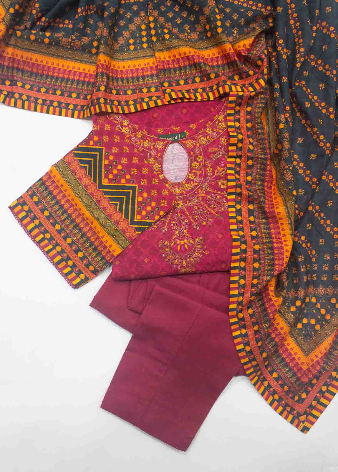 Bin Saeed Fabric - WKE-0142-3 Piece Khaddar Embroidered Suit