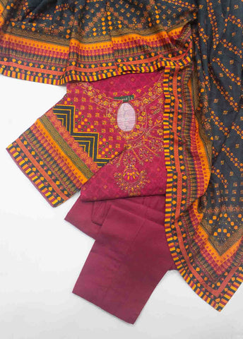 Bin Saeed Fabric - WKE-0142-3 Piece Khaddar Embroidered Suit