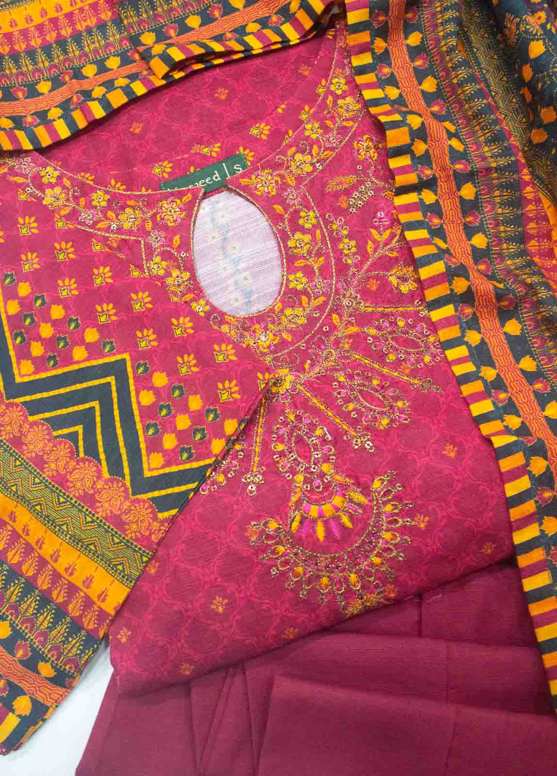 Bin Saeed Fabric - WKE-0142-3 Piece Khaddar Embroidered Suit