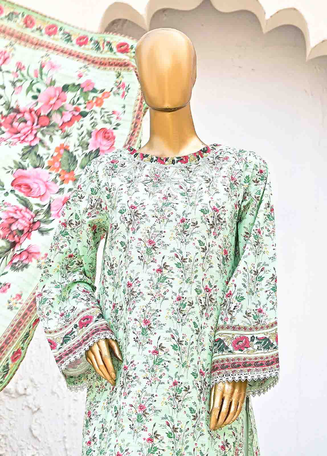 Bin Saeed Fabric - WKE-0144-3 Piece Khaddar Embroidered collection