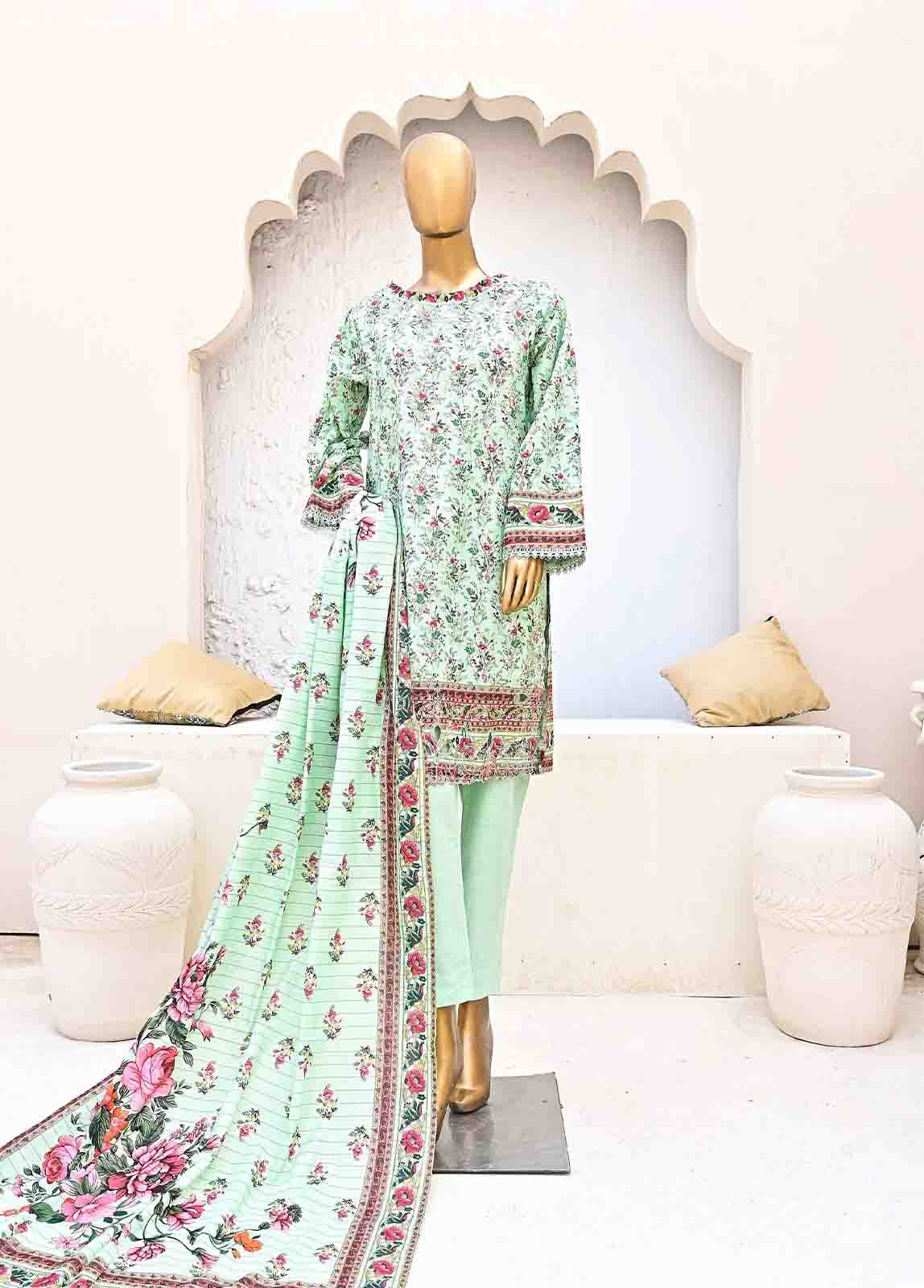 Bin Saeed Fabric - WKE-0144-3 Piece Khaddar Embroidered collection