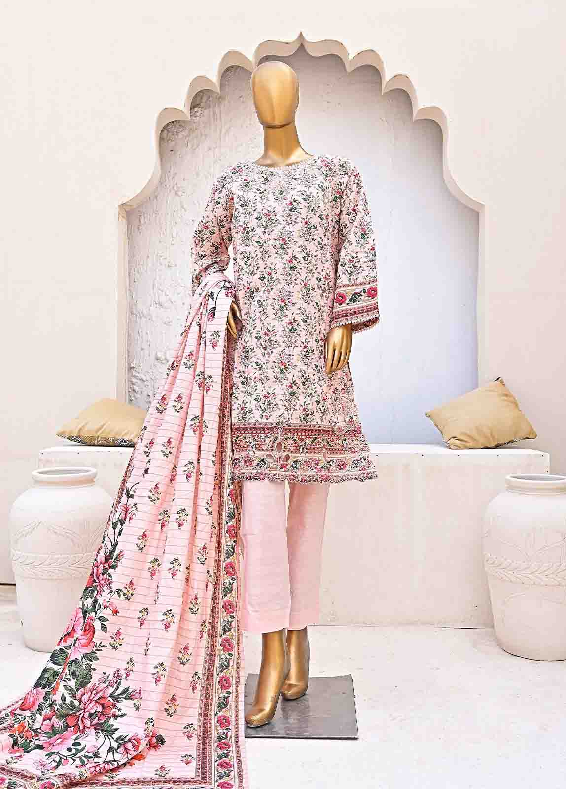 Bin Saeed Fabric - WKE-0145-3 Piece Khaddar Embroidered collection