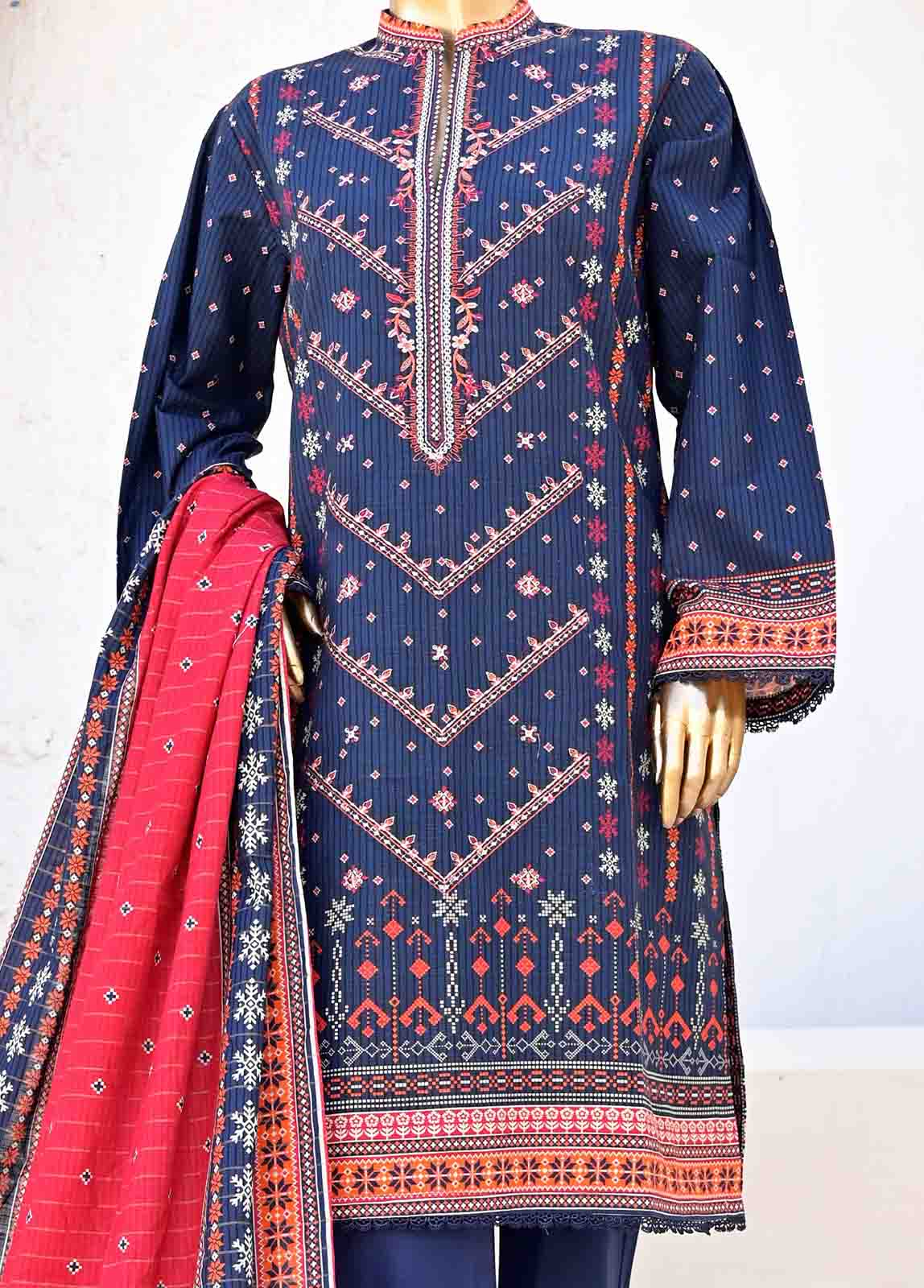 Bin Saeed Fabric - WKE-0149-3 Piece Khaddar Embroidered collection