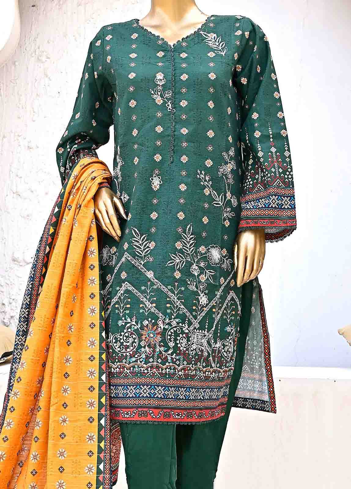 Bin Saeed Fabric - WKE-0151-3 Piece Khaddar Embroidered collection