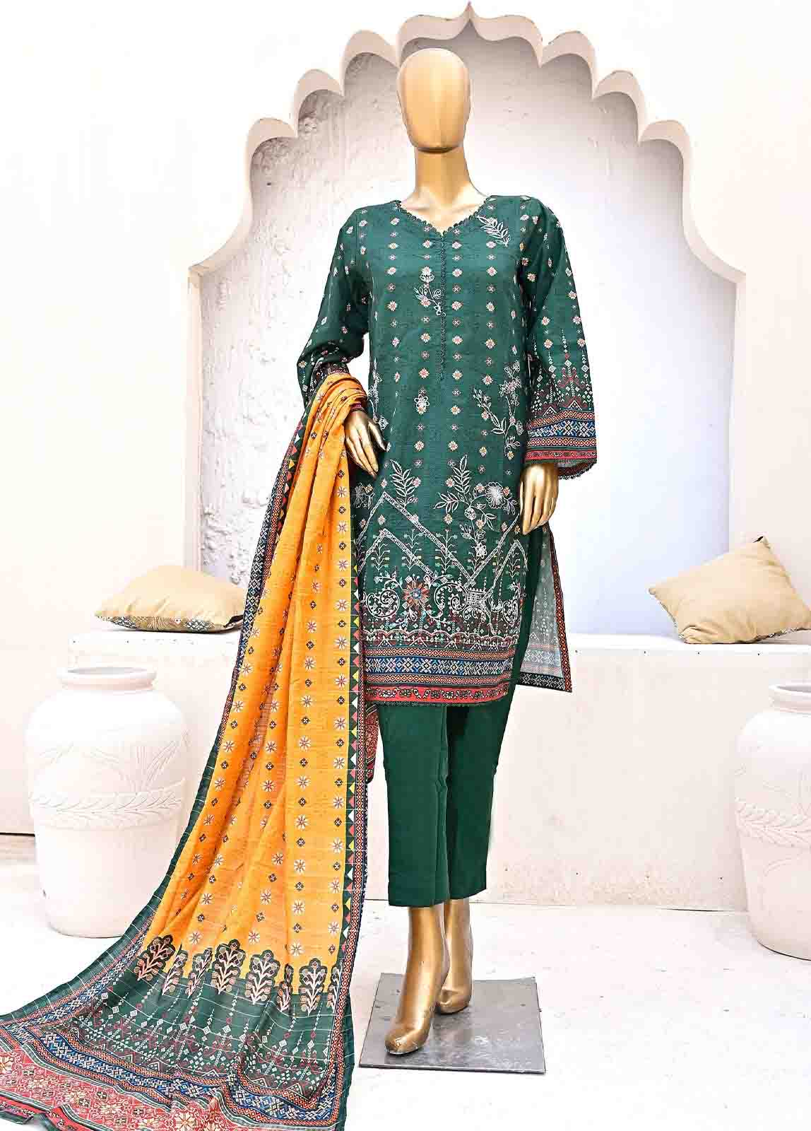 Bin Saeed Fabric - WKE-0151-3 Piece Khaddar Embroidered collection