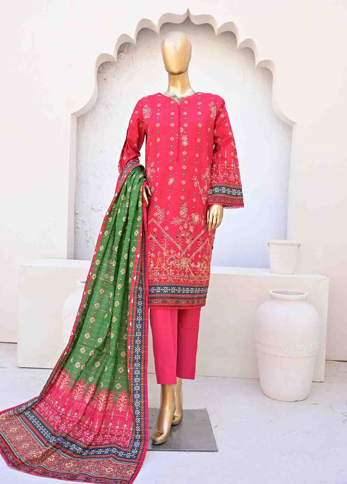 Bin Saeed Fabric - WKE-0152-3 Piece Khaddar Embroidered collection