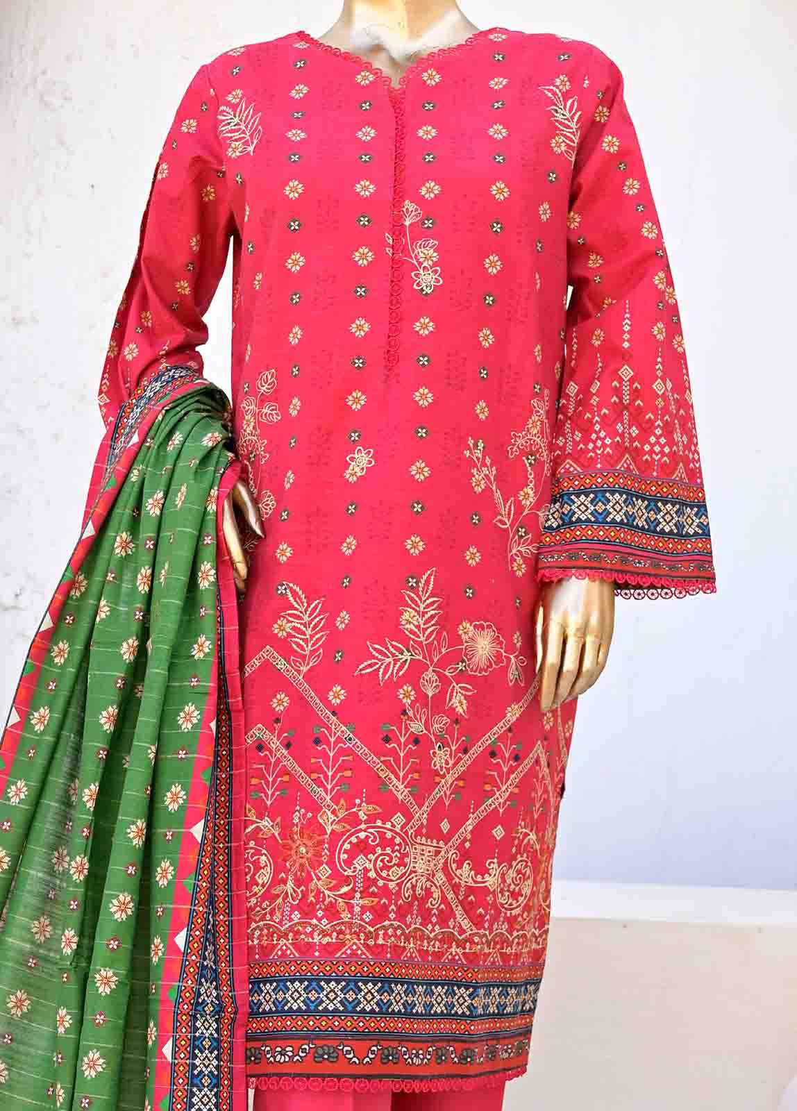Bin Saeed Fabric - WKE-0152-3 Piece Khaddar Embroidered collection