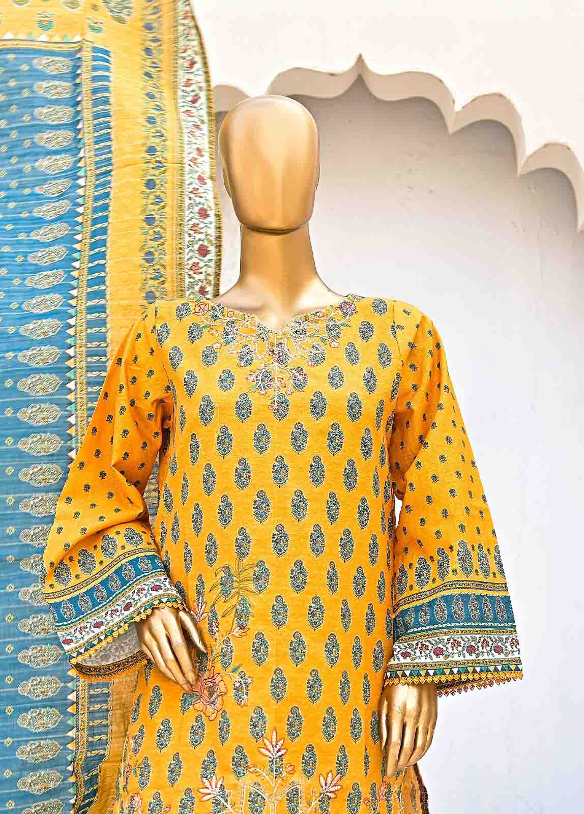 Bin Saeed Fabric - WKE-0153-3 Piece Khaddar Embroidered collection