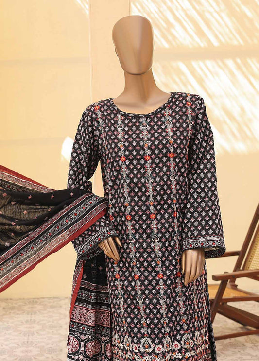 Bin Saeed Fabric - WKE-015 F-3 Piece Khaddar Embroidered Stitched Suit