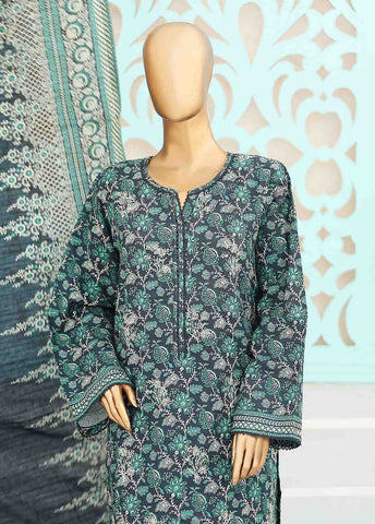 Bin Saeed Fabric - WKE-016 -3 Piece Khaddar Chikankari Stitched Suit