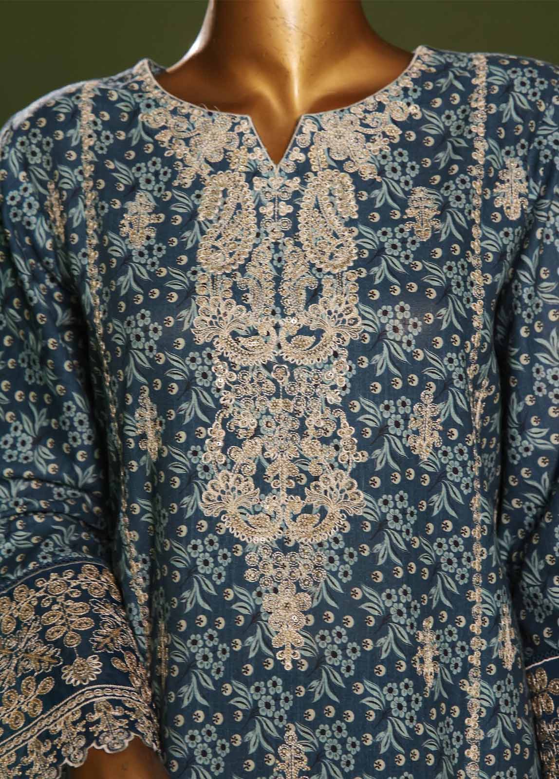 Bin Saeed Fabric - WKE-016 S-3 Piece Khaddar Embroidered Stitched Suit