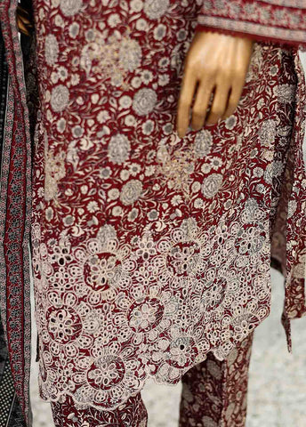 Bin Saeed Fabric - WKE-017 A -3 Piece Khaddar Chikankari Stitched Suit