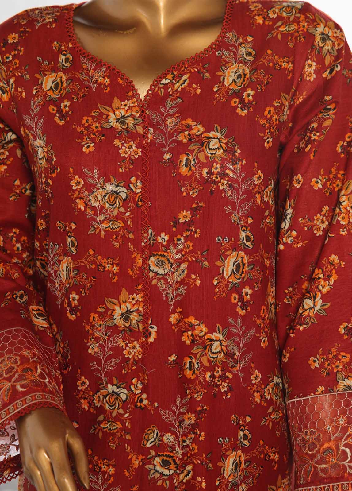 Bin Saeed Fabric - WKE-019 -3 Piece Khaddar Chikankari Stitched Suit