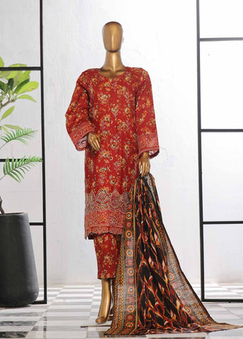 Bin Saeed Fabric - WKE-019 -3 Piece Khaddar Chikankari Stitched Suit