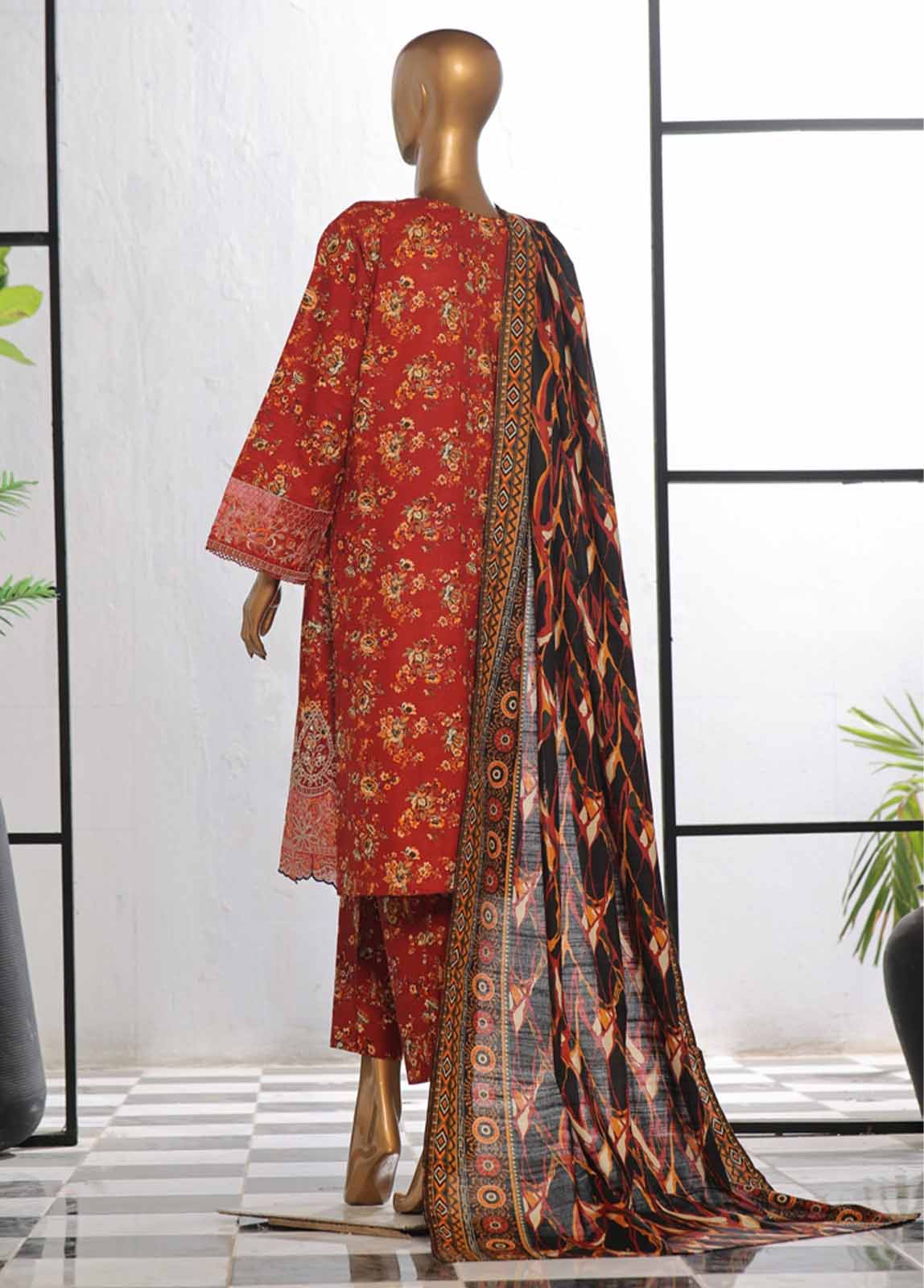 Bin Saeed Fabric - WKE-019 -3 Piece Khaddar Chikankari Stitched Suit